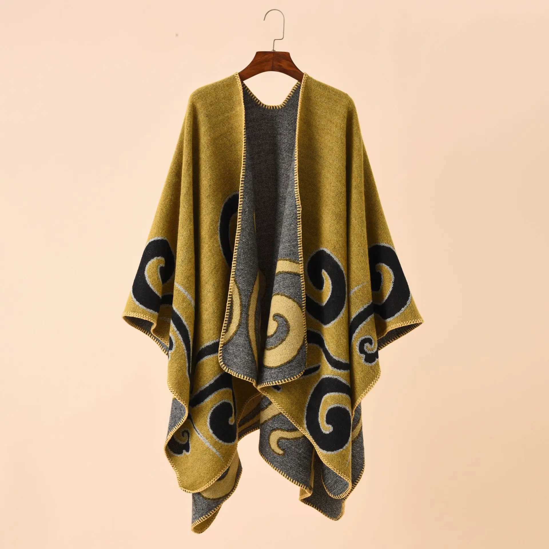 Fitshinling Auspicious Cloud Pattern Winter Shawls And Wraps Bohen Fringe Oversi Wens Winter Ponchos And Capes X241017