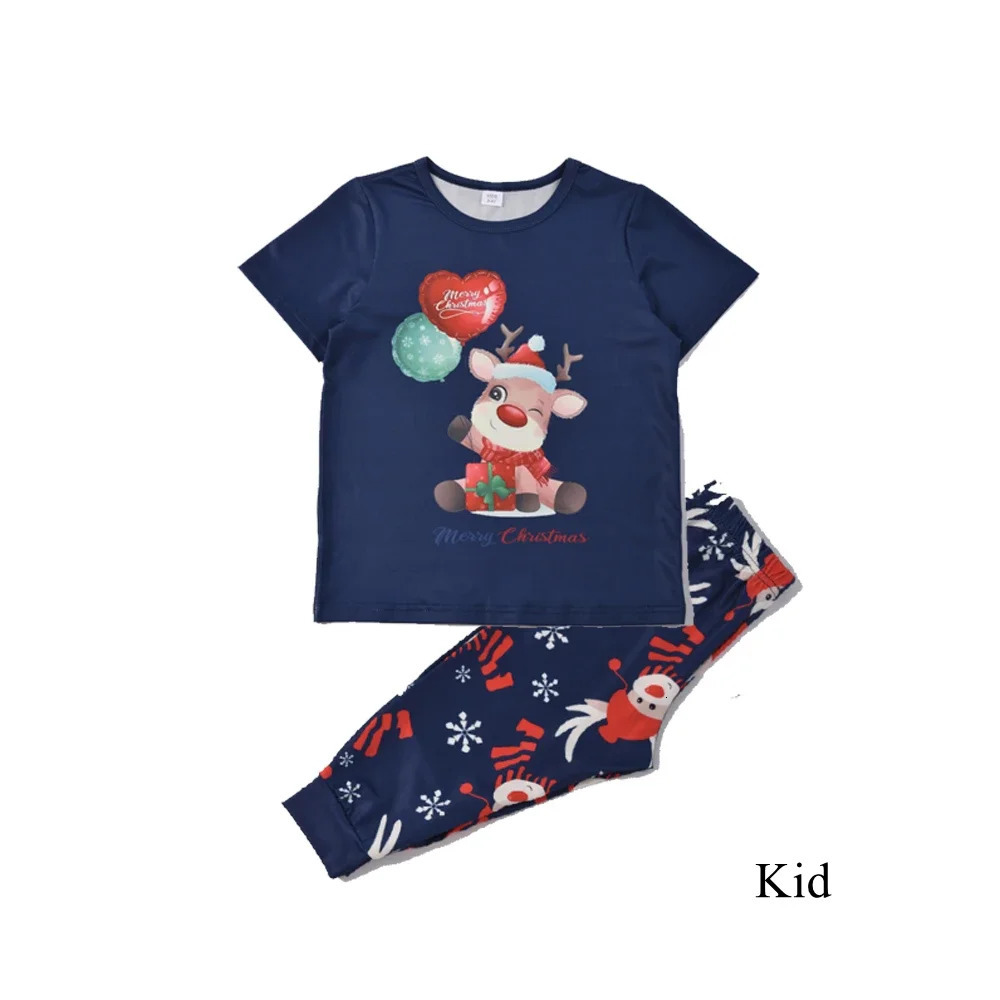 Mom Daughter Dad Son Dog Matching Outfits Family Christmas Pajamas Set Short Sleeve TopTrousers Sleepwear Cute Soft Pyjamas 241017