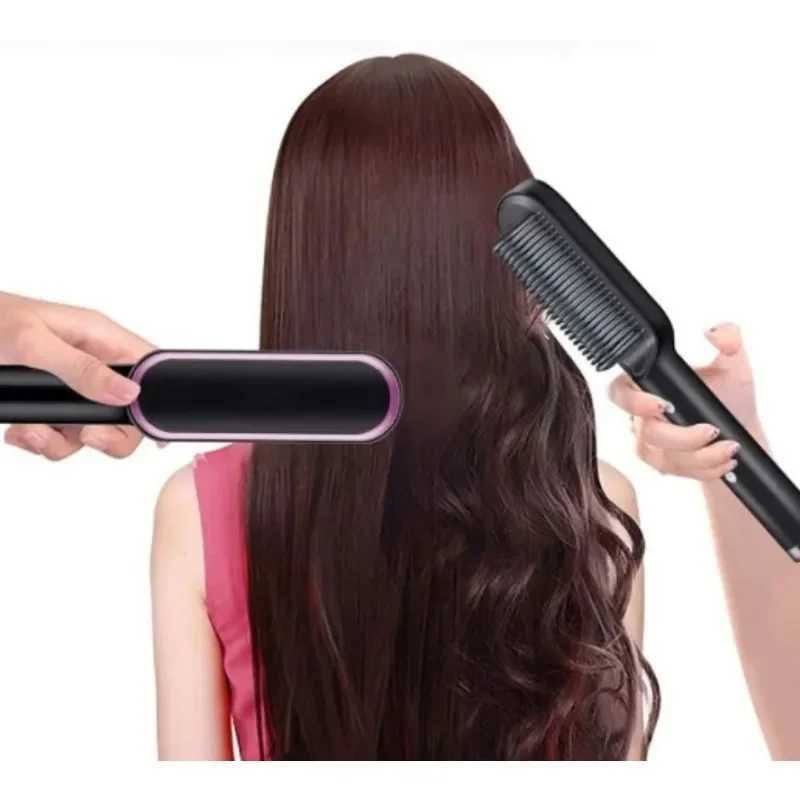 Popular Mini Hair Straightener Hot Comb Custom Hair Styling Tool Hair Brush Straightener CombXJ241016