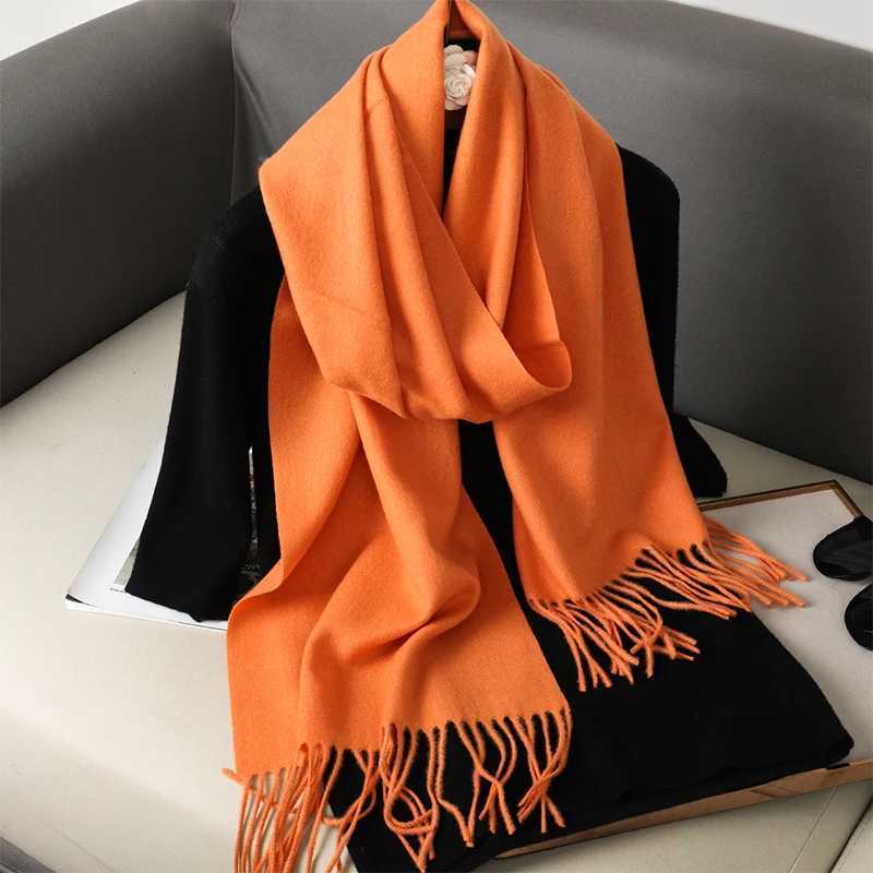 Fashionable solid color 2024 text scarf winter headscarf Tess Tassel long womens shawl cashmere like Pashmina headscarf scarf wrapped X241017