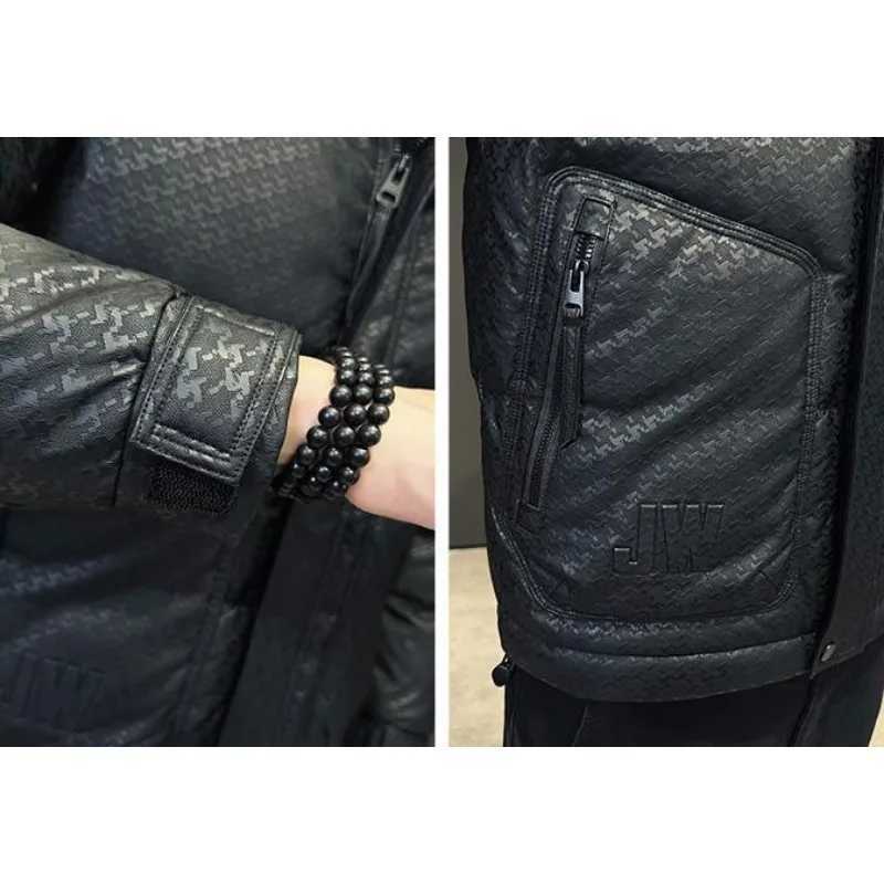 Winter mens leather jacket mens short sleeved cashmere collar coat thick warm and casual plus size solid color coat X241017