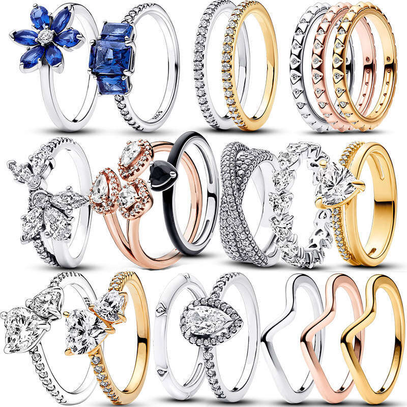 925 Sterling Silver Sparkling Pear Halo Double Heart Polished Wave Clear Zircon CZ Rings For Women Anniversar Wedding Jewelry Designer ring Gift