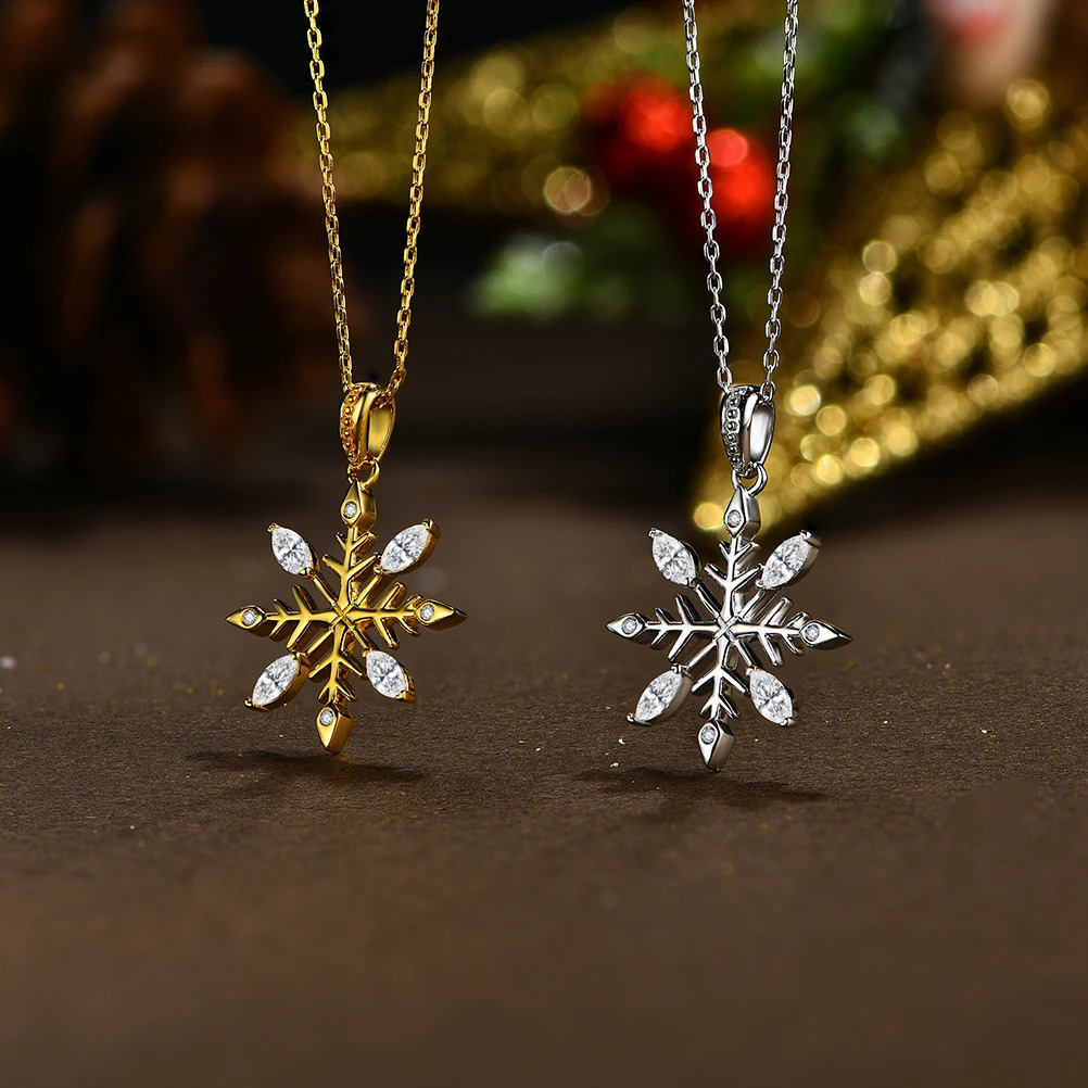 Attachment D VVS1 Colored Necklace Suitable for Women 925 Sterling Silver Christmas Snowflake Pendant Party Gif Exquisite Jewelry 240929