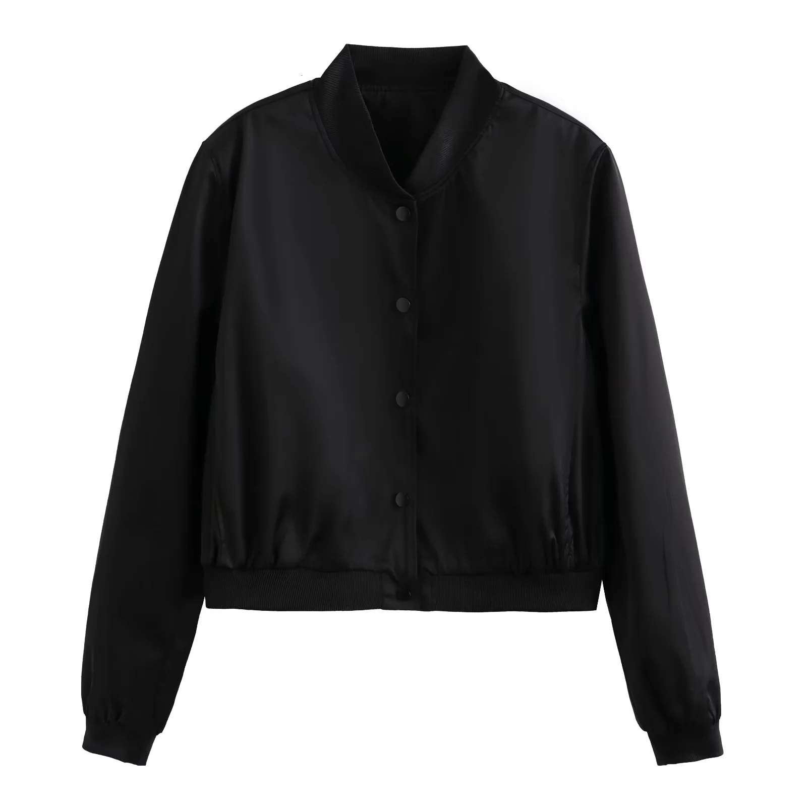 Women's Bomber Jackets Black Coat Solid Long Sleeve Tops Casual Loose Outwear Ladies Fashion Streetwear Jacket Woman Outerwear