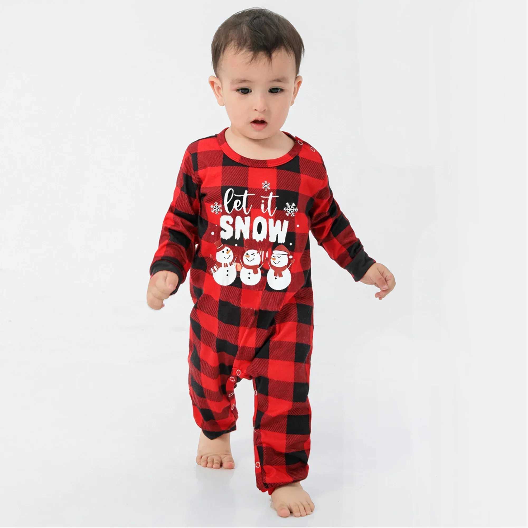 2024 New Snowman Printed Christmas Pajama Set Mother Father Children Matching Clothing Soft 2-piece Set Pajama Baby jumpsuit Family Appearance W241015