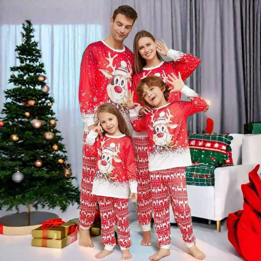 2024 Family Christmas Pajamas Red Deer Printing Christmas Match Mom Dad Girl Boy Daughter Son Comfortable Family Clothing W241015