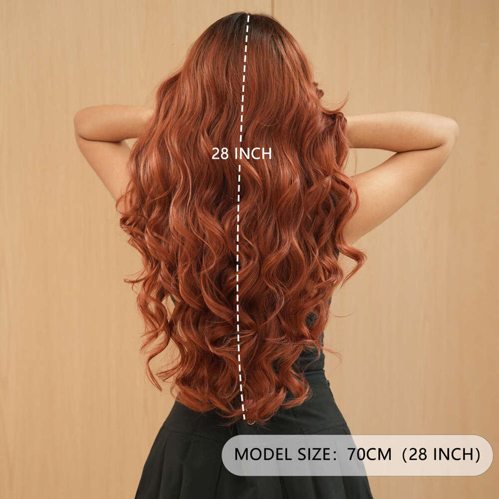 Medium Sized Wig For Women, Caramel Brown Long Hair With Curly Hair, Small Lace Wig, Simulated Big Wave Full Top