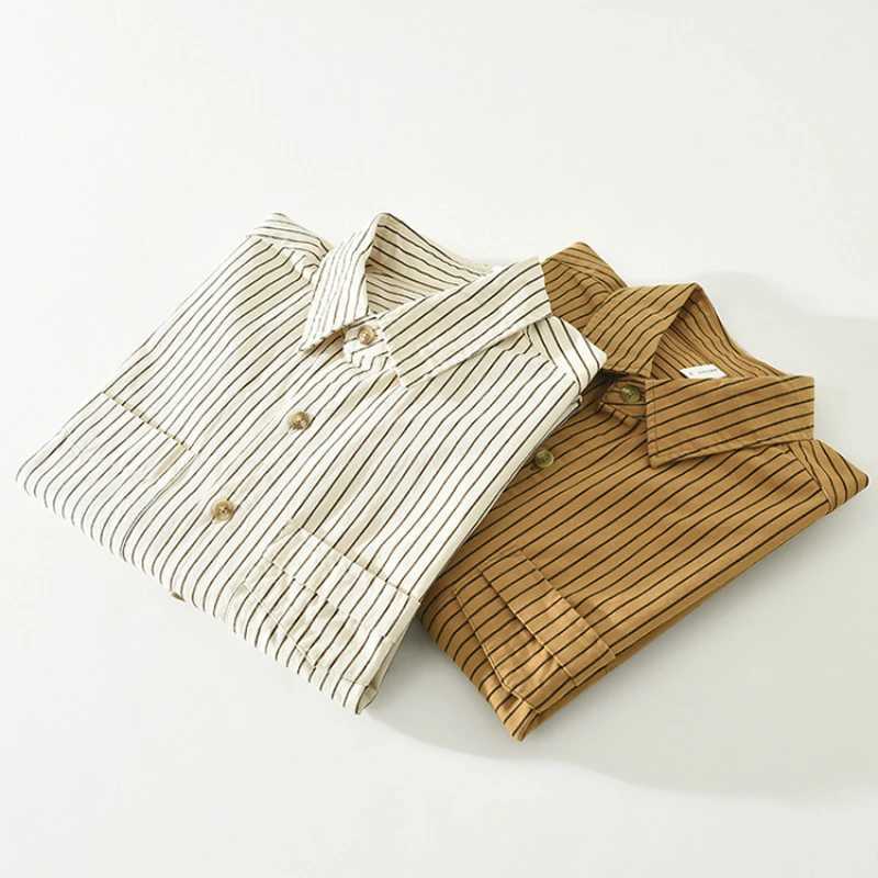 2024 Spring New 100% Cotton Simple Striped Long Sleeve Shirts for Men Clothing Solid Color Loose Soft White Shirt CM6968 LX241017