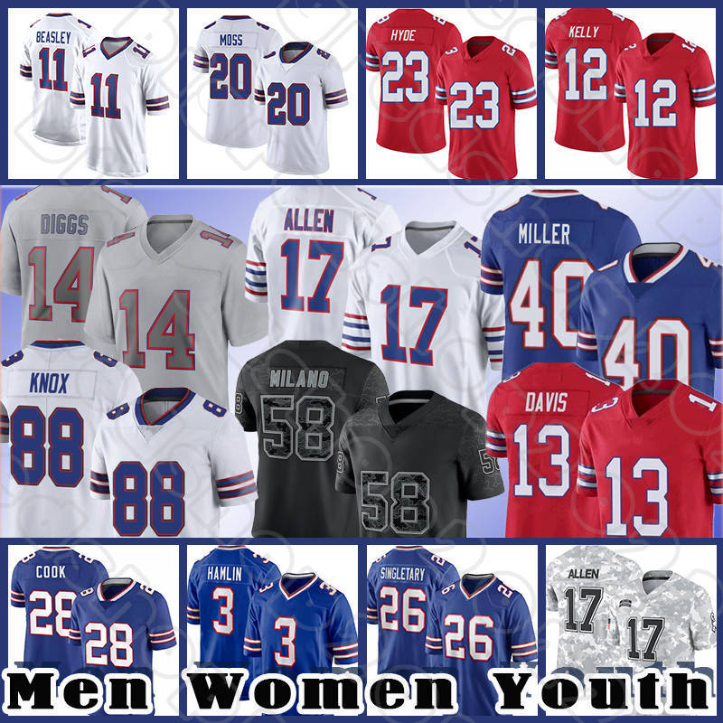 17 Josh Allen 88 Dawson Knox Football Jerseys 0 Keon Coleman 4 James Cook 86 Dalton Kincaid 40 Von Miller Jim Kelly Amari Cooper Dion Dawkins Cole Bishop Khalil Shakir