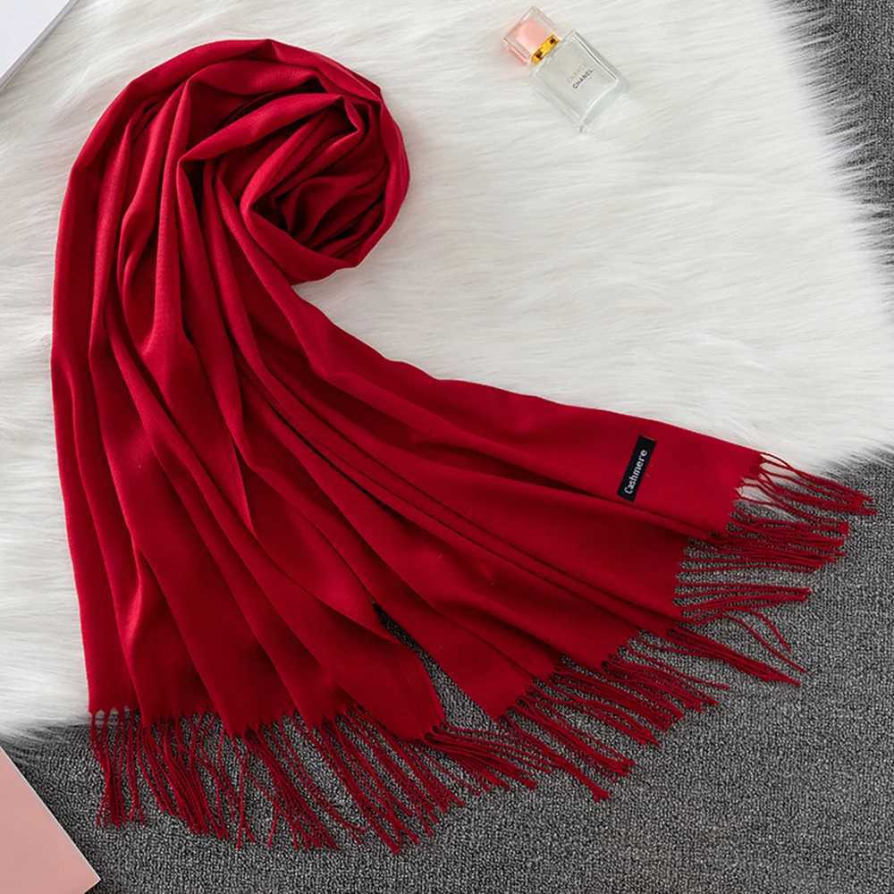 Fashion Solid Scarf Warm Cashmere Soft Winter Warm Scarf Headscarf Fem Long Strap Shawl Bag Bandana Foard 2022 Echape X241017