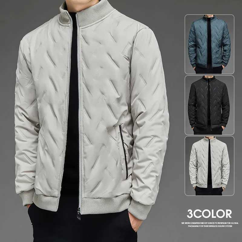 Winter Jacket Men Stand Collar Down Cotton Jacket Solid Color Baseball Jackets Wool Lined Thickened Warm Coats Men Clothing X241017