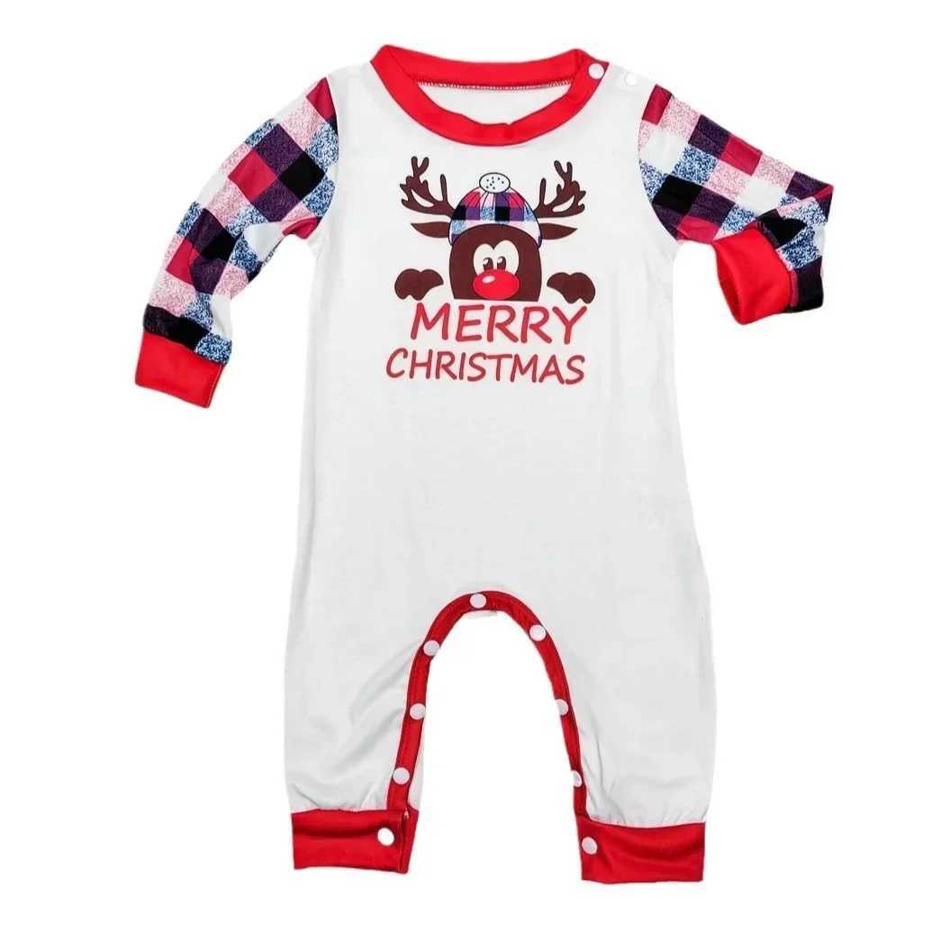 Merry Christmas Printing Matching Family Clothing 2024 Winter Cartoon Cute Plain Sleepwear Set Soft Casual Sleepwear W241015