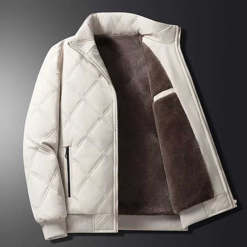 Puffer Jacket Men Thick Warm Winter Jackets Solid Color Parkas Man Cotton Padded Outwear Coats Casual Stand Mens Clothing Top X241017