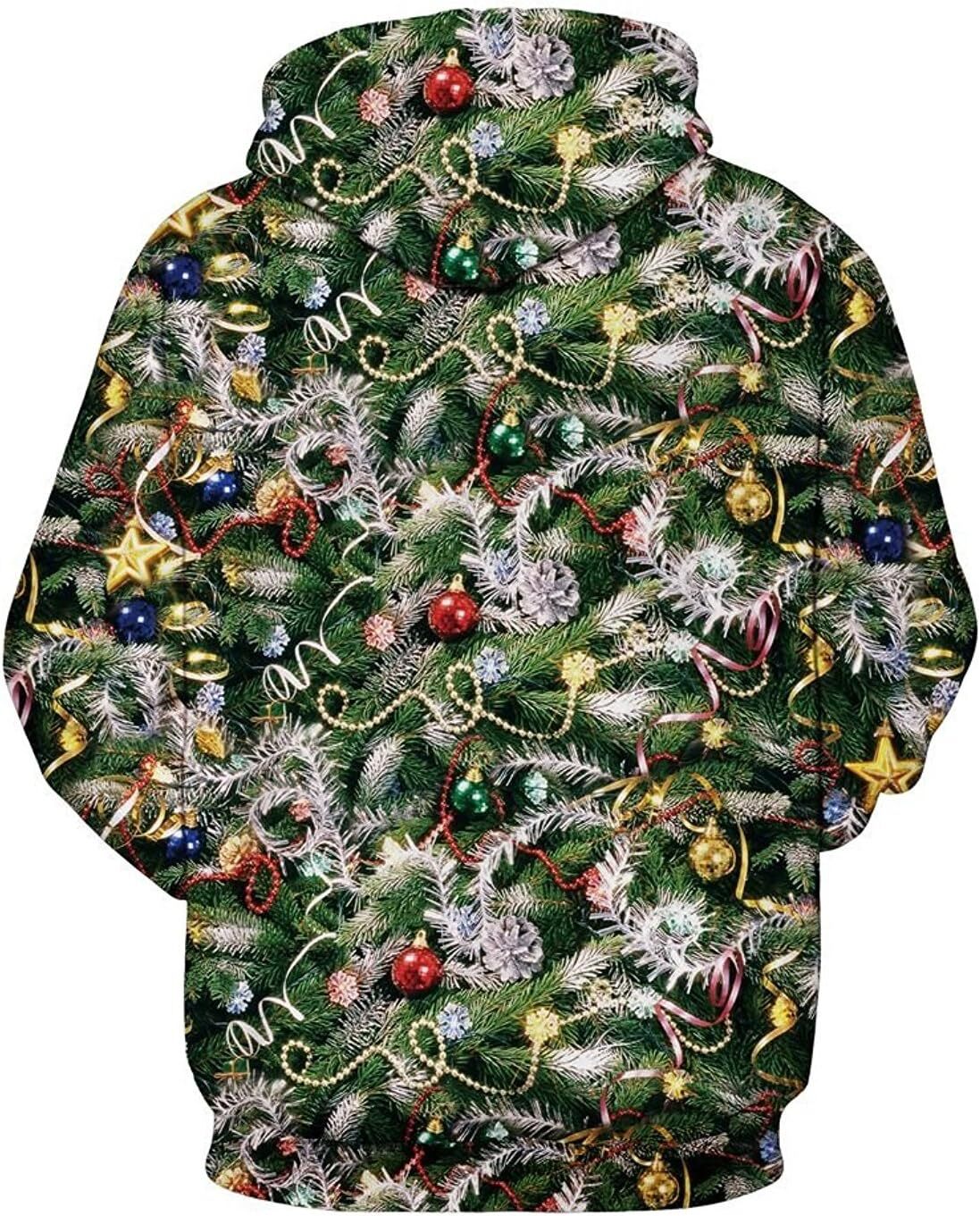 Hoodie for Mens Womens Couple Cute 3D Santa Print Ugly Christmas Pocket Sweatshirt Hoodies,Graphic Hoodies sweatshirt Pullover Long Sleeve cool