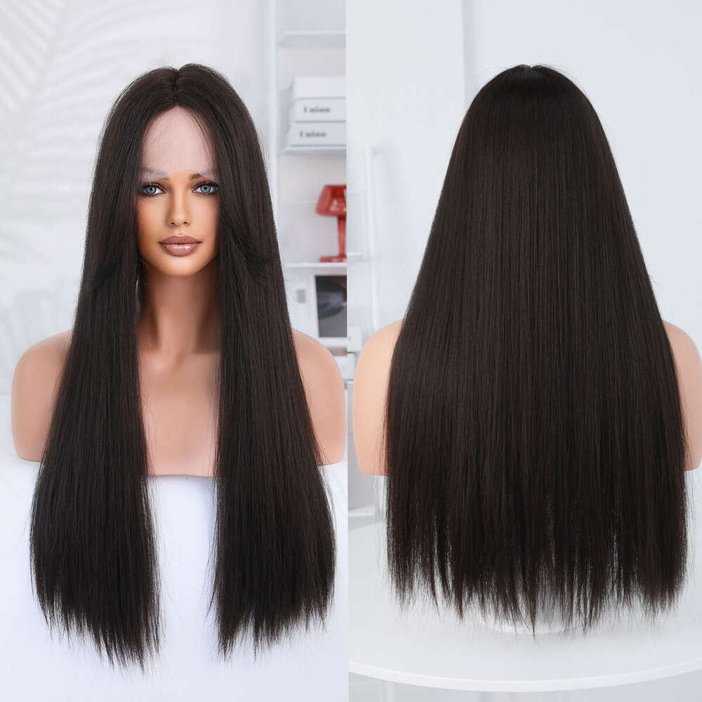 T-Shaped Straight Hand Woven Women's Long Hair, Natural Lace Wig, Lace Wigs