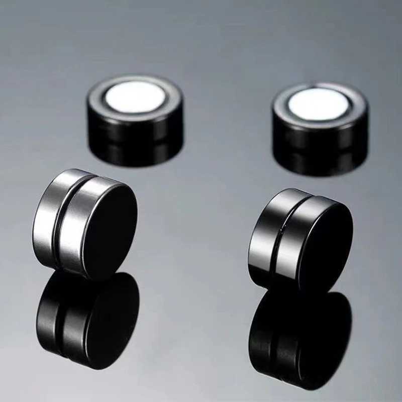1/10 pair stainless steel non perforated magnetic stud earrings unisex CZ magnetic ear clip womens and mens punk hip-hop earring set W241017