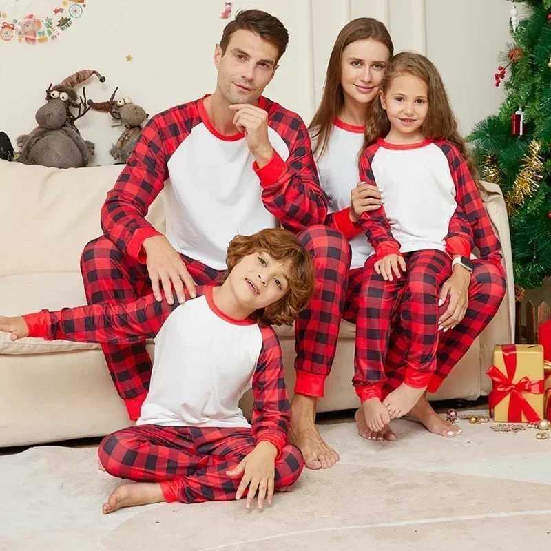 2024 New Plain Christmas Pajama Set for Adults Children Babies and Dogs Matching Clothing DIY Soft Loose Pajamas Home Appearance Pajamas W241015