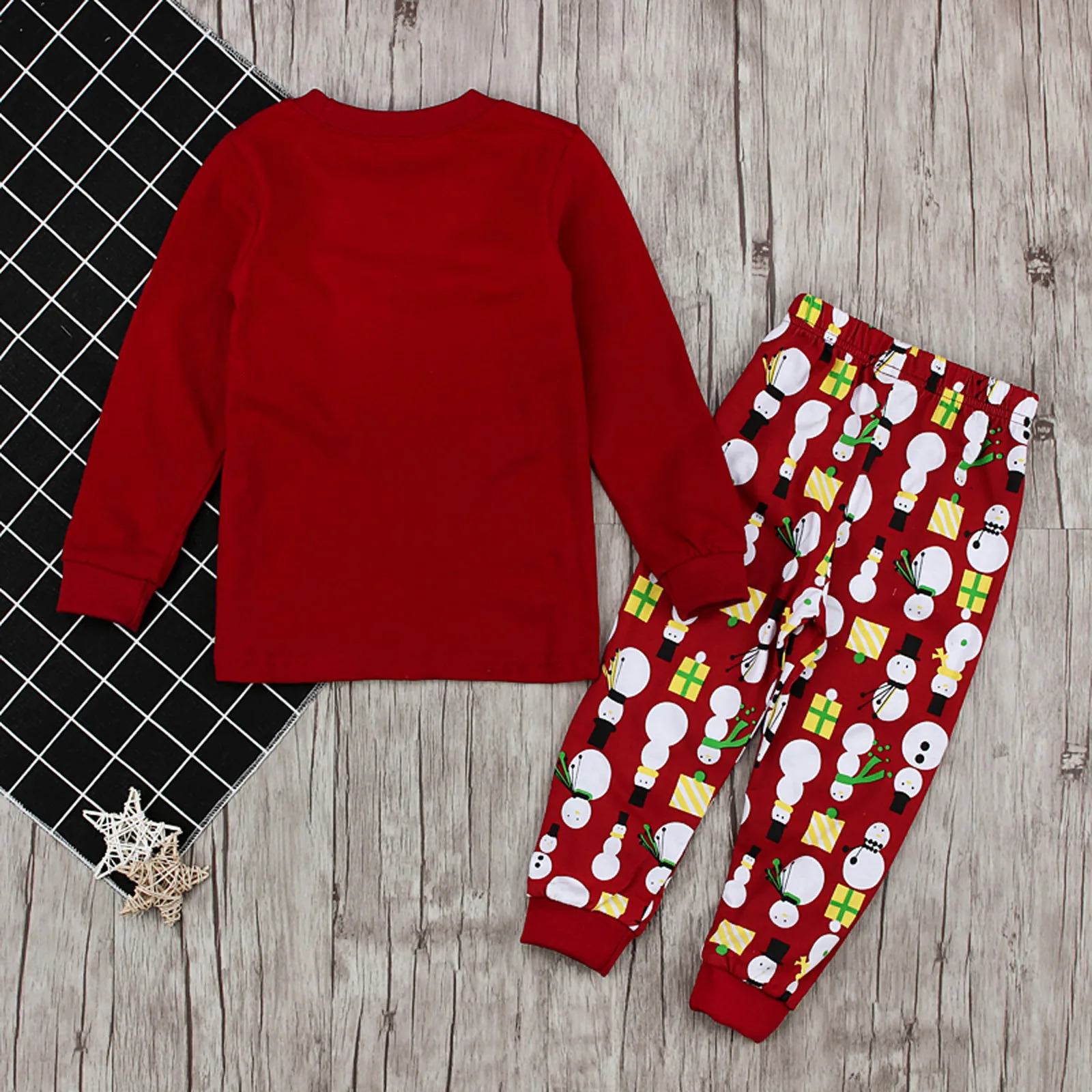 Twopiece Suit Pajamas For Toddler Kids Baby Christmas Snowman Print Sleepwear Tshirt Pants Outfits Clothes Comfort 241017