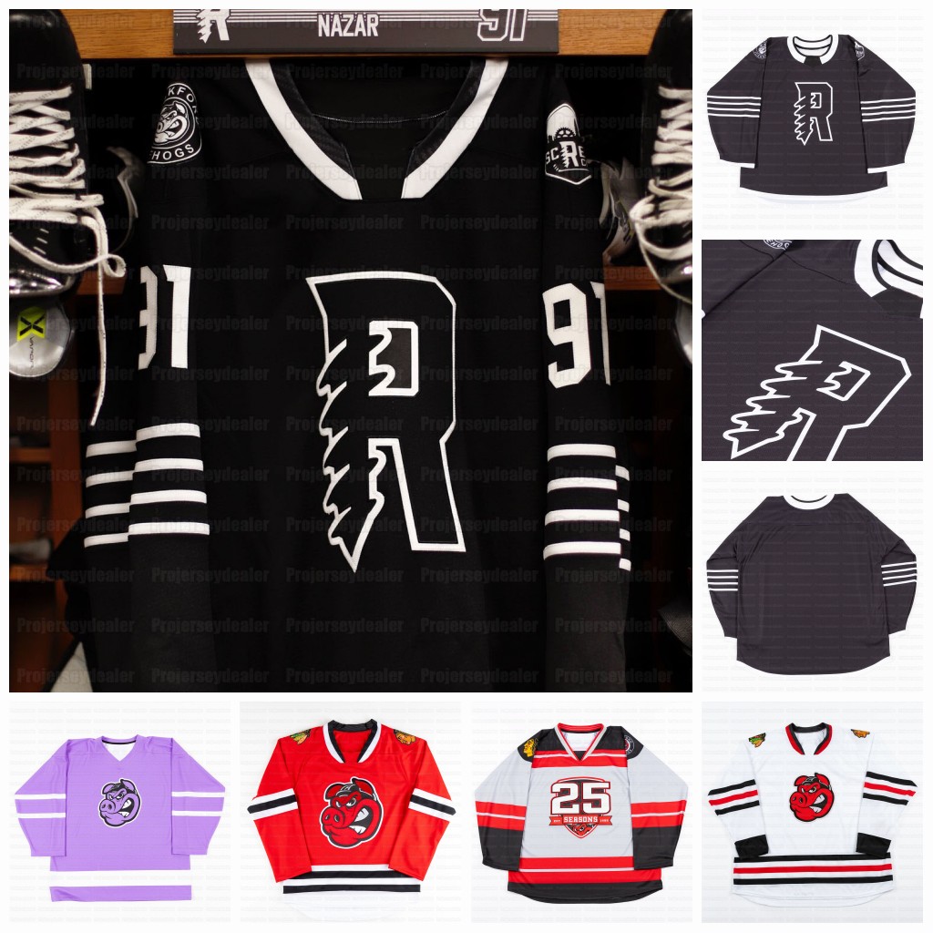 Rockford IceHogs 2024 Screw City Hockey Jerseys Colton Dach Drew Commesso Cavan Fitzgerald Kevin Korchinski Samuel Savoie Crevier Gavin Hayes