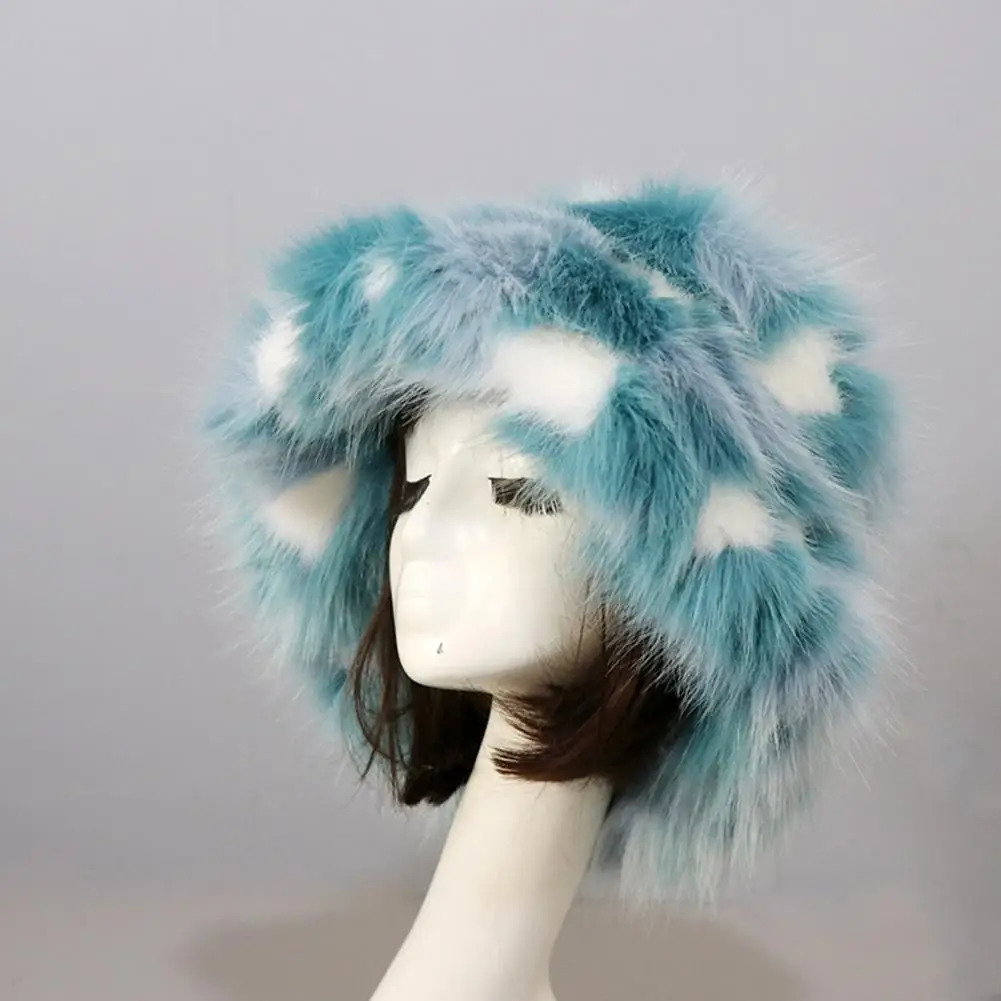 Bucket Hat Oversized Fluffy Wide Brim Soft Thickened Ear Protection Faux Fur Winter Thermal Women Fisherman Cap 241009