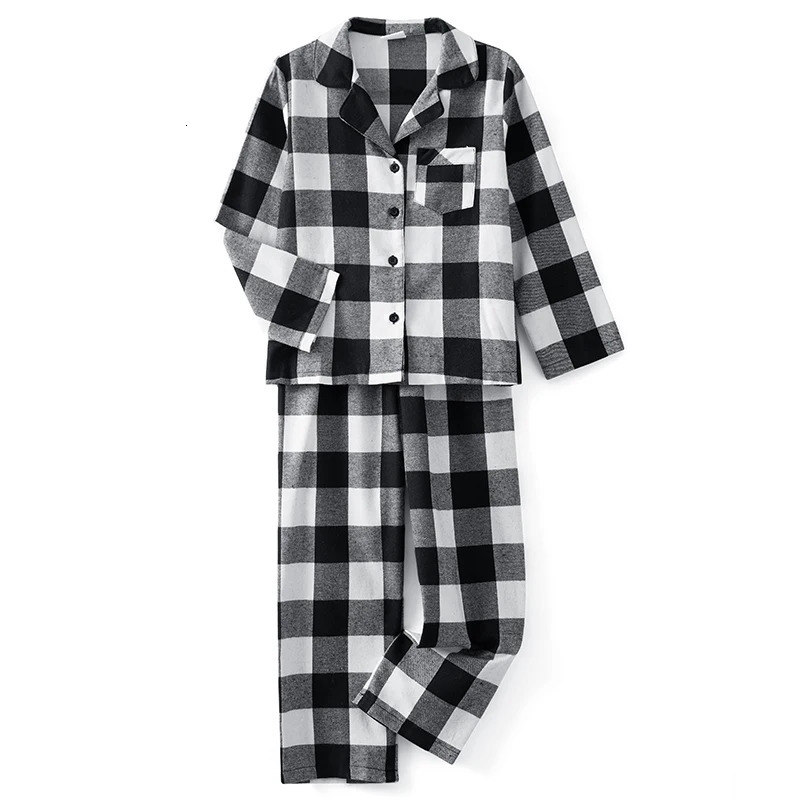 Christmas Family Pajamas Matching Set Long Sleeve Shirt with Pants Plaid Sleepwear Loungewear 241017