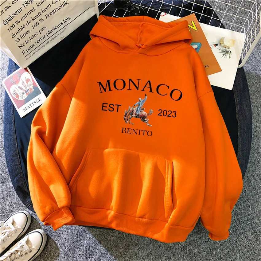 Autumn Clothing Bad Bunny Monaco Women Hoody Casual Fleece Sweatshirts Female Woman Hoodie Hip Hop Pullover Streetwear UnisexX241016