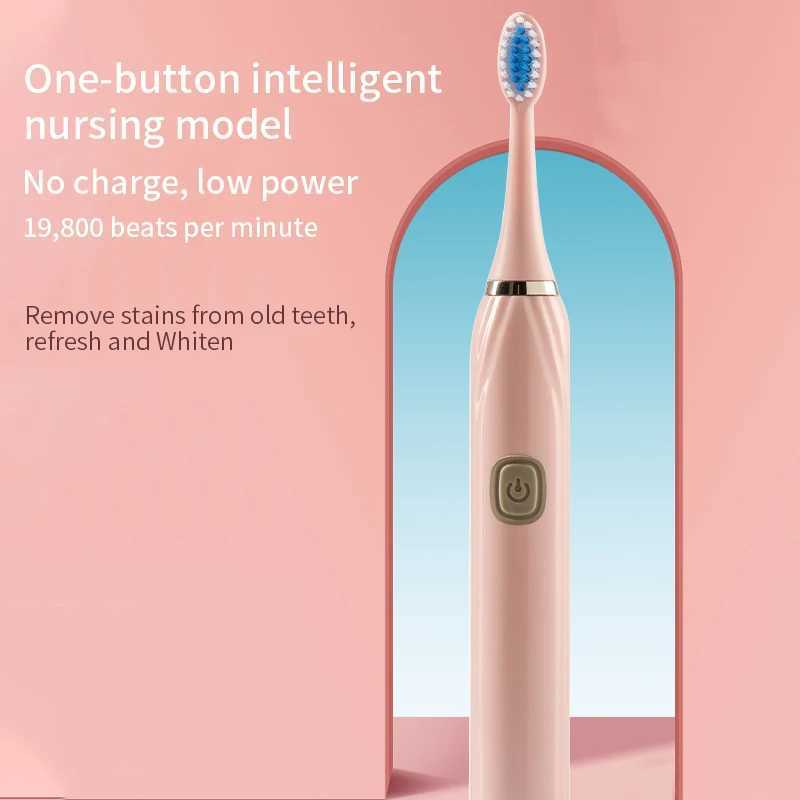 New Arrival Electric toothbrush with battery suitable for adults soft bristle waterproof oral hygiene teeth whitening with replacement brush head set 