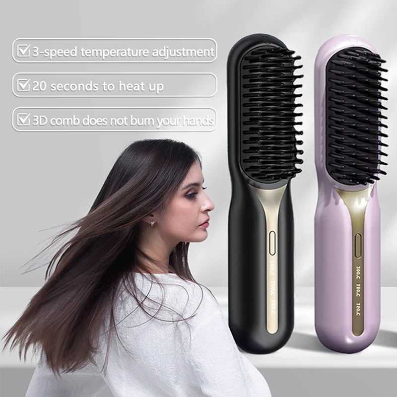 Rechargeable Hair Straightening Comb Portable Negative Ion Hair Care Smoothing Conditioning Wireless Hair Straightening CombXJ241016