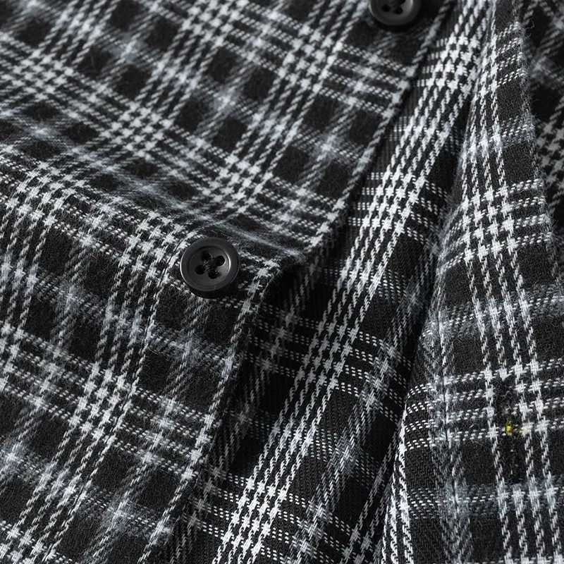 Men Shirt Plaid Flannel Retro Long Sleeve Oversized Loose Cotton Casual Male Youth Design Soft Fall Black Formal Dress Shirt LX241017