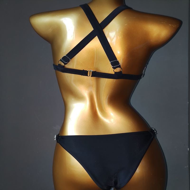Women's Swimwear Diamond Chain Bikini One Piece Three Point Sexy Swimwear, High Waist Strap Nightclub Dress Party Dress Swimsuit Women