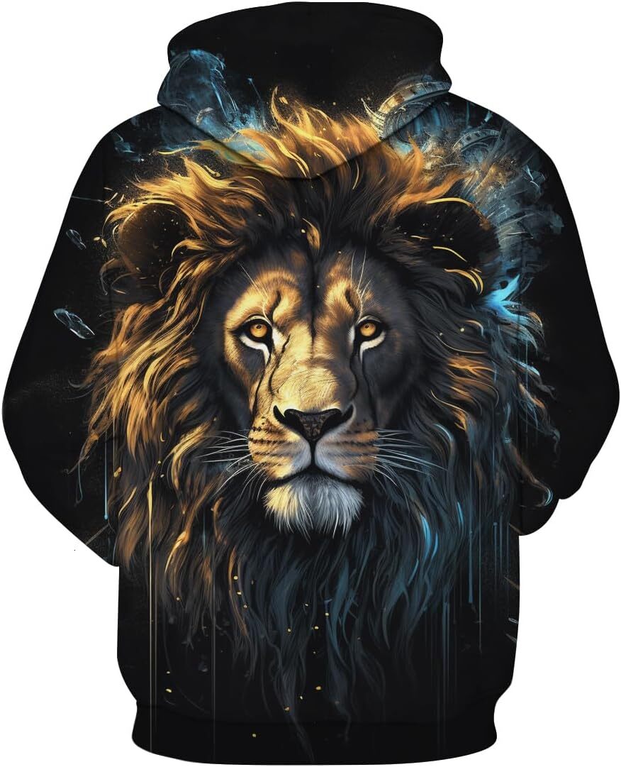 Hoodie for Mens Womens cool Unisex Novelty 3D Printing Hoodie Lion Funny Long Sleeve Drawstring Sweatshirt Hoodies Graphic Hoodies sweatshirt Fashion 