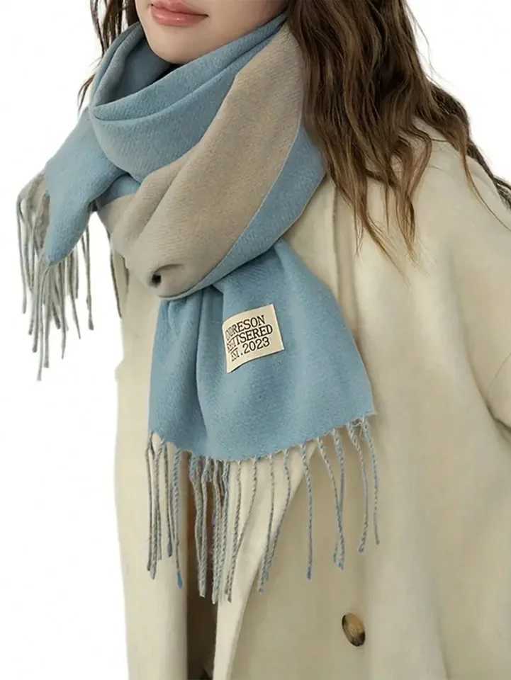 2024 New Warm Double Cashmere Scarf Big Shawl Winter Warm Soft Fashion Brand Bandana Womens Pashmina Tassel Blanket X241017