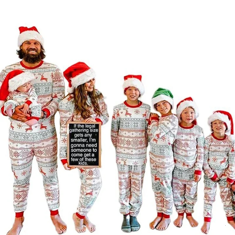 All Over Print Christmas Pajamas Casual Soft Sleepwear Adults Kids Matching Clothing Set Baby Romper Xmas Family Look 241017