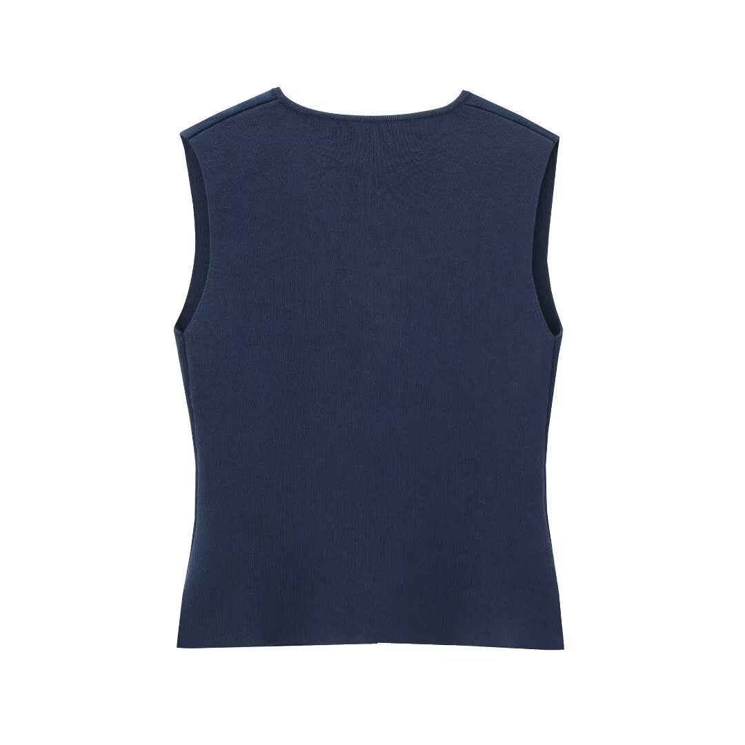 Women's Vest Sexy Sleeveless Cropped Y2k Elegant Fashion With Button Jackets 2024 Inszartrafaf Solid Summer Tops