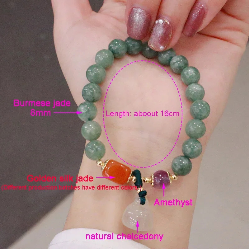 Ruifan Natural Chalcedony Lotus Charm Natural Jade Stone Bead Bracelet Womens Exquisite Jewelry Accessories YBR532 241017