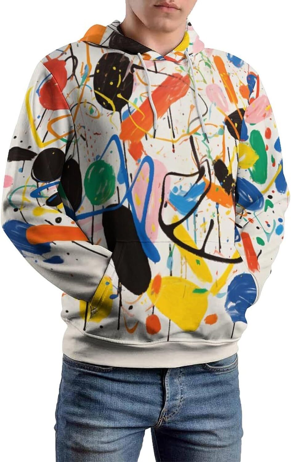 Hoodie for Mens Womens Mens Cartoon Fashion Graffiti Hoodie Sweatshirt Hippie Funny Patterned Long Sleeved Hoodies Graphic Hoodies sweatshirt Fashiona