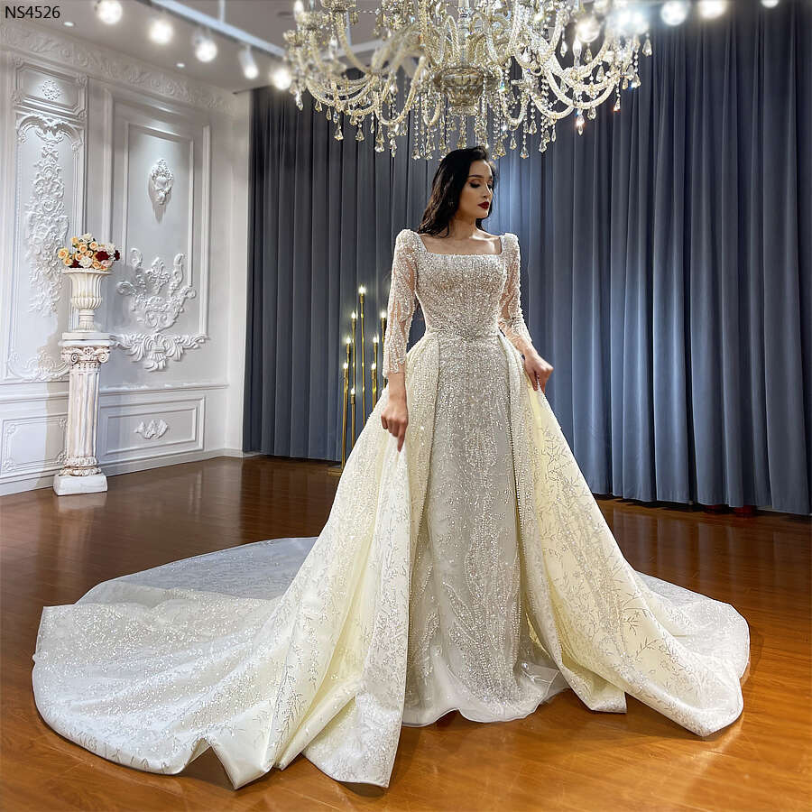 Detachable Skirt Crystal Mermaid 2 in 1 Wedding Dress