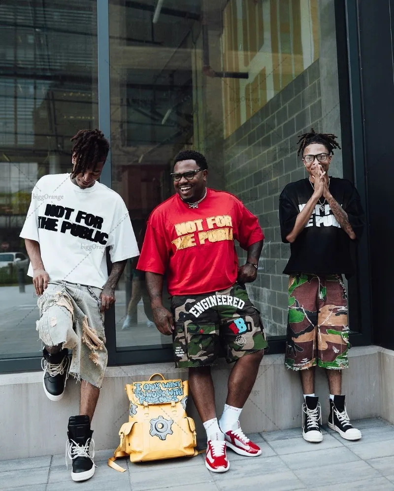 Trendy Streetwear Tops Hiphop Punk Letter Printed Oversized Tshirt Men Harajuku Retro Casual Loose Cotton Shortsleeved 241017