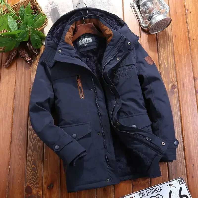 Winter Parka mens windproof wool thick fur coat mens retro hooded street jacket mens windproof jacket 6XL X2410171