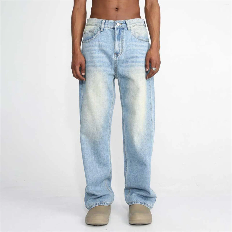2025 S Fashion Designer Men S Jeans Loose Casual Pants With Trendy Polished White Design Mid Waist