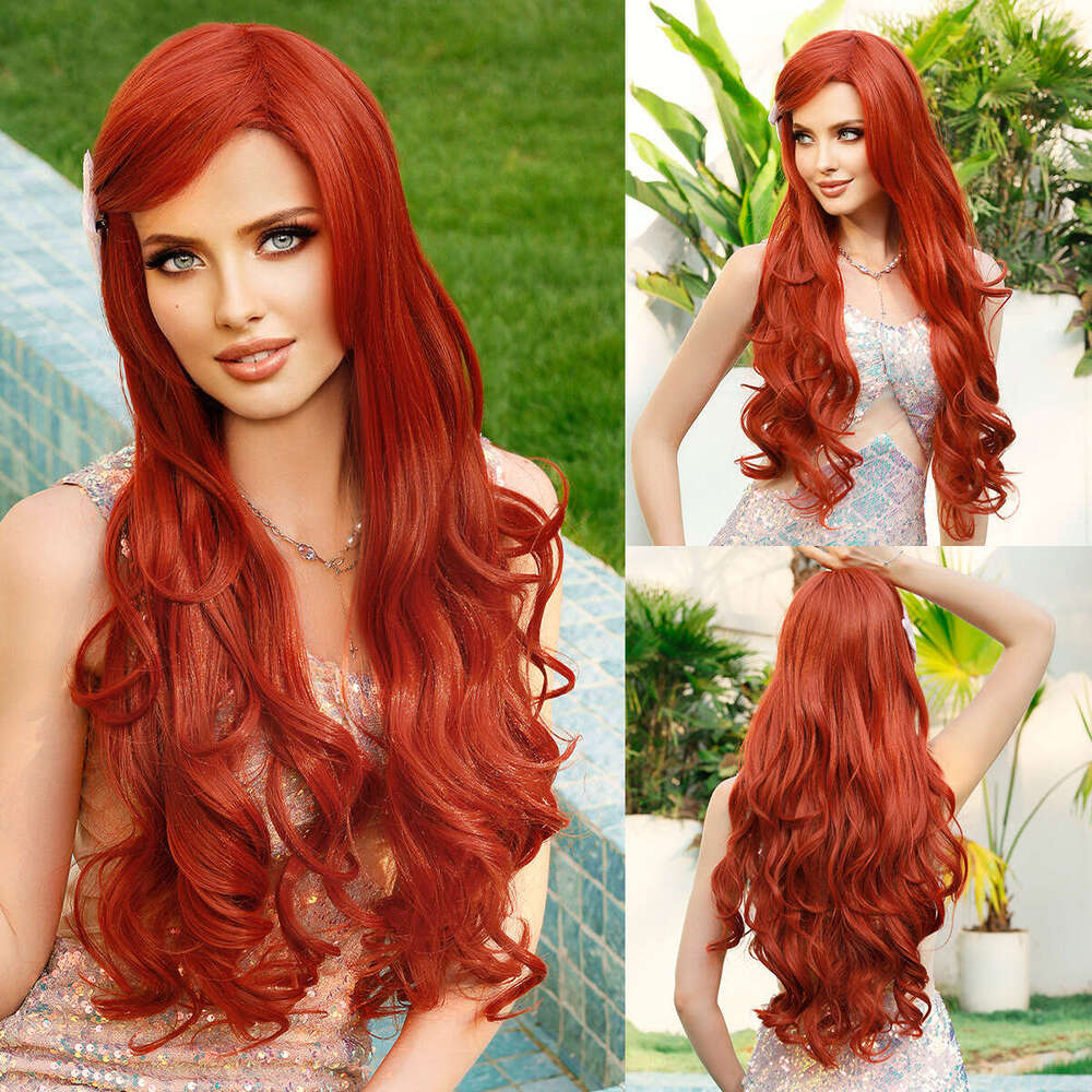 Hot Selg Golden With Long Curly Hair And Eight Character Bangs, High-Quality Synthetic Cosplay Wig