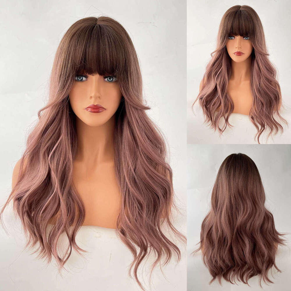 Wave Curled Wig, Fashionable, Straight Bangs, Hair, Fluffy, Natural, Large Waves, Sexy Long Curly Hair