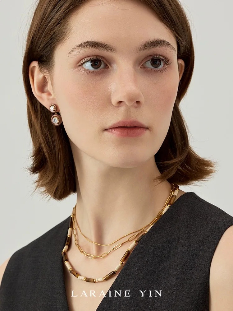 European and American fashion trend high-end n natural stone tiger eye stone bead clown buckle chain 241017