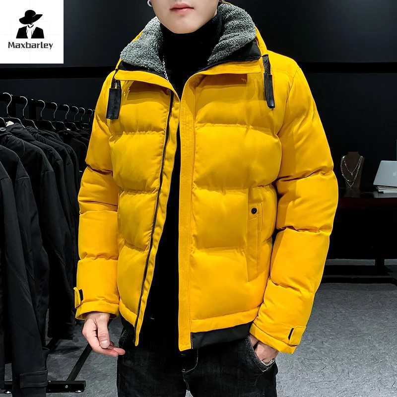 New winter Parka mens fashionable thick fur collar comfortable warm cotton coat mens casual outdoor windproof jacket X241017