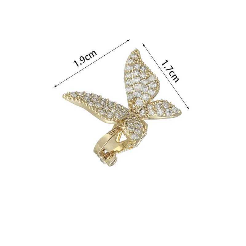 1 shiny crystal butterfly ear clip womens unperforated earrings fashionable butterfly ear sleeves 2024 Korean Kpop jewelry W241017