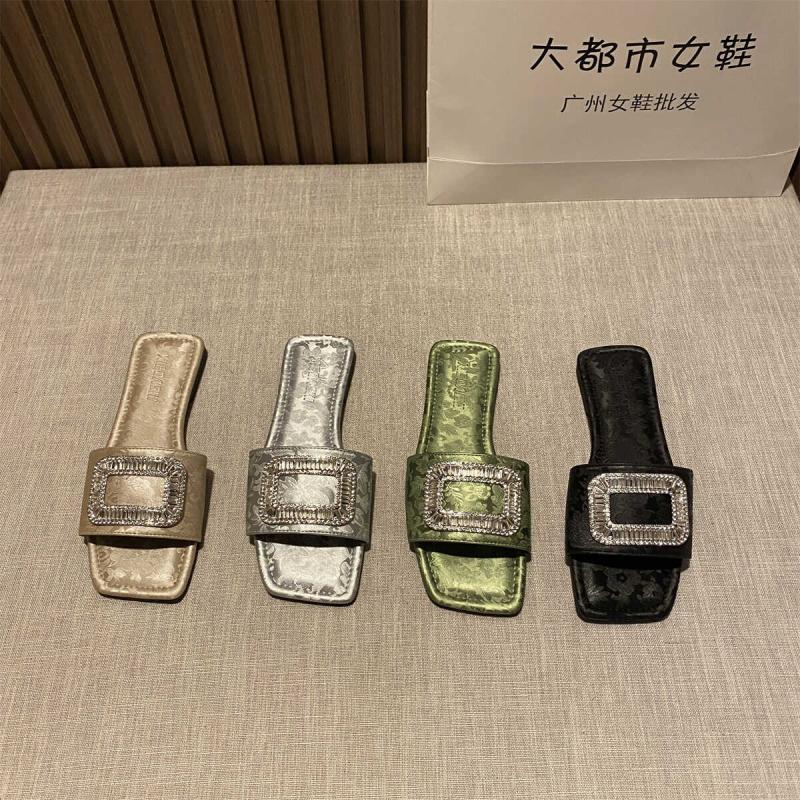 Women Wearing Slippers For Summer Outings In New Chinese Style Square Open Toe Flat Bottomed Versatile Women S Sandals Ddmythur