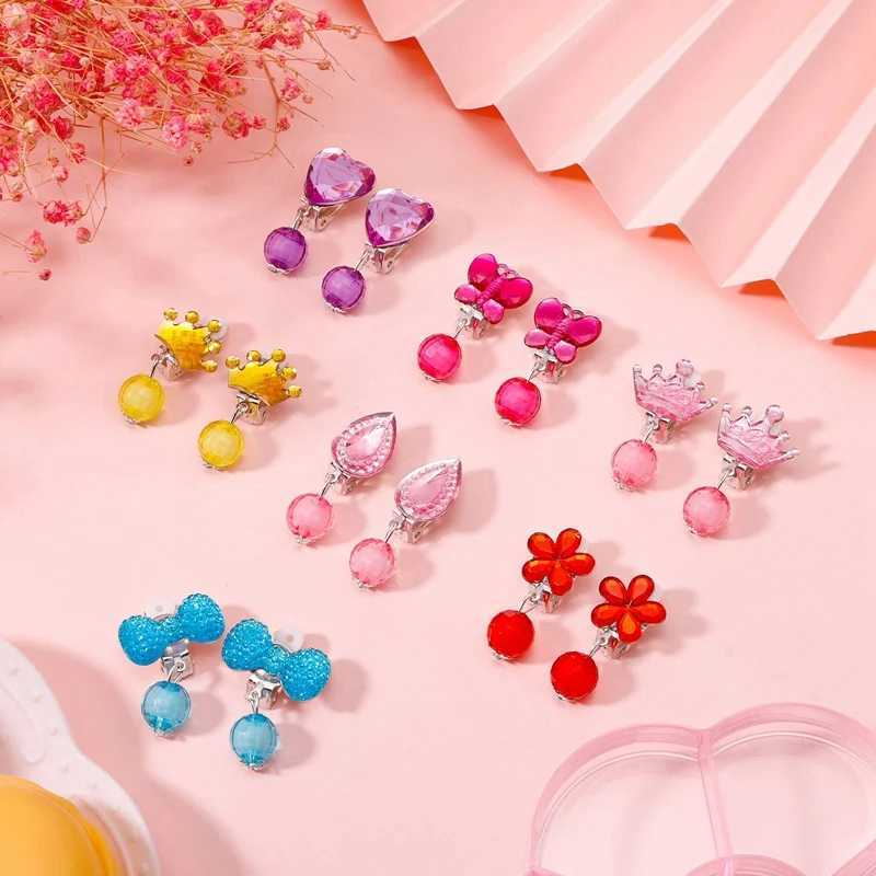 7 pairs of Korean style childrens ear clips cute cartoon animal ear clips without perforations earrings for girls and children gifts and jewelry W2410