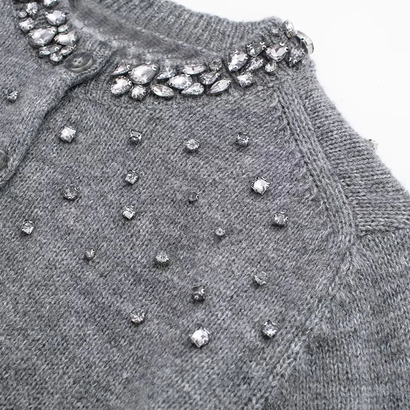 Cardigan Women's Sweater Pearl Knitted Tops Short Sleeve Knitwear With Button Jumpers Inszar Insz 2024 Sweter Damski Y2k Japan