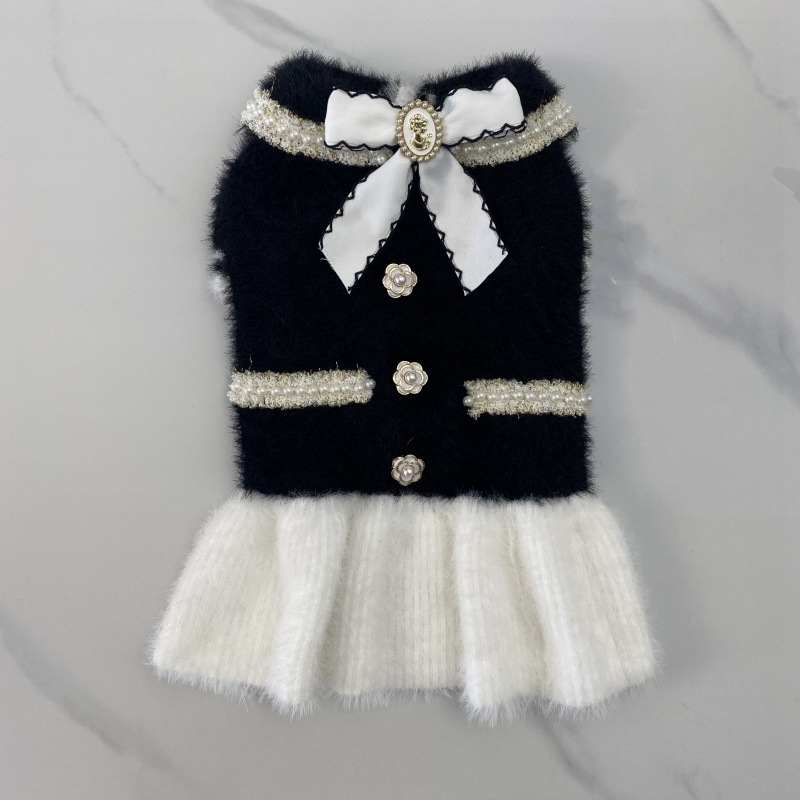 2024 New Winter Clothes Designer Chic Dog High-end Pet Sweater Dress for small dog H260130