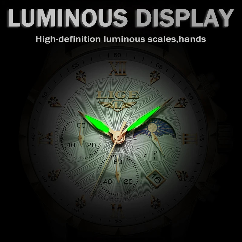 Mens Watch LIGE Fashion Quartz Watch Leisure Business Leather Waterproof Watch Mens Reloj Hombre 241009